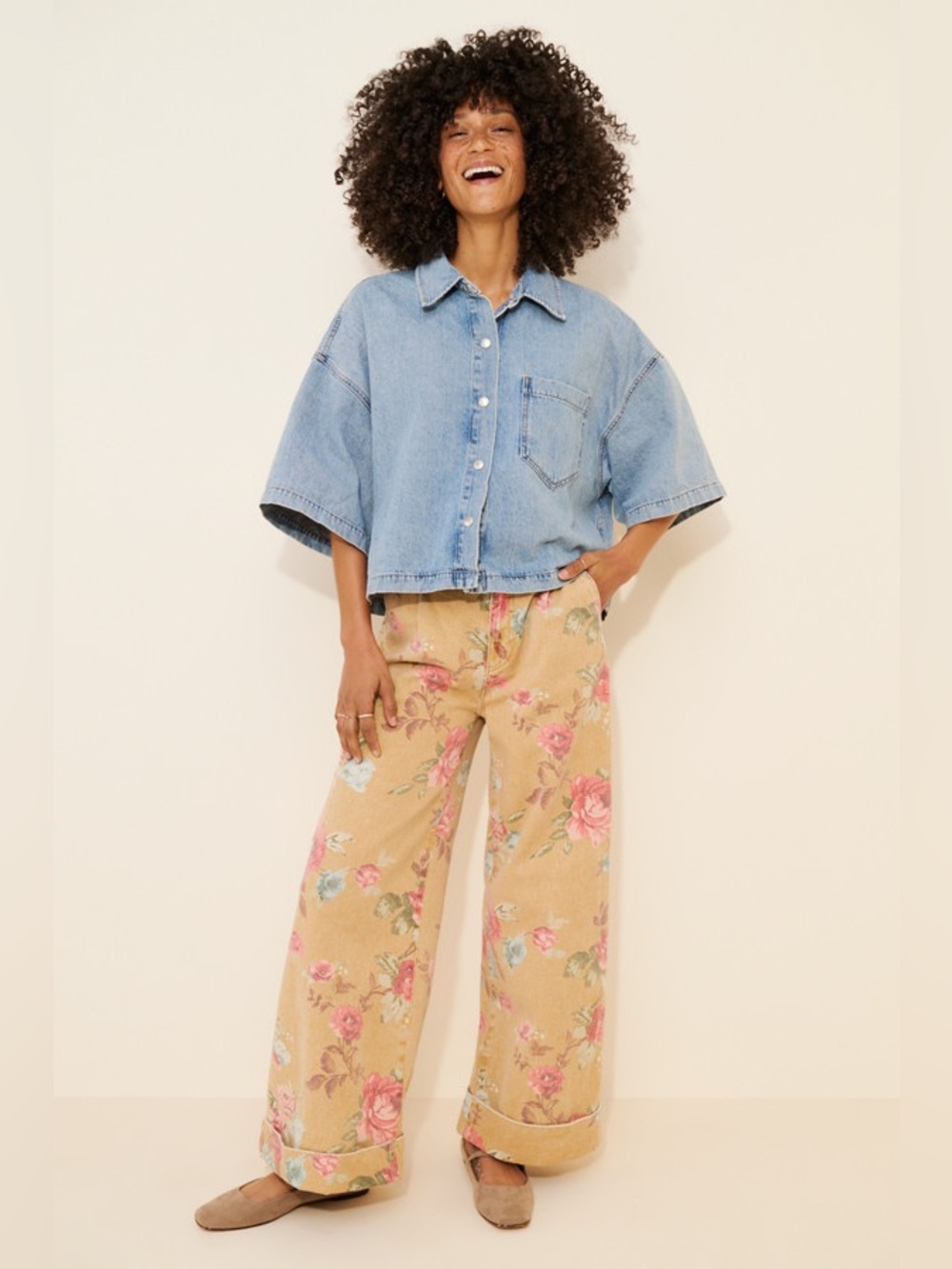 Anthropologie Pilcro Leon Floral Wide Leg Jeans 28